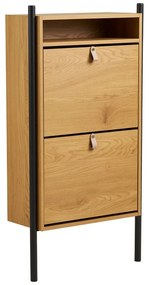 Pantofar în culoare naturală cu deschidere înclinată cu aspect de lemn de stejar 62x118x26 cm Barco – House Nordic