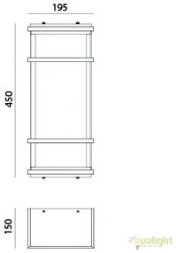 Aplica de perete exterior cu protectie IP55, Quadro Grande