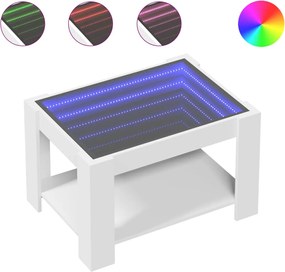 vidaXL Măsuță de cafea cu LED, alb, 73x53x45 cm, lemn prelucrat