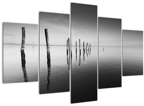 Tablou cu nivelul de lac alb negru (150x105 cm)