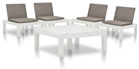 Set mobilier de gradina, 5 piese, alb, plastic Alb, 5, Da