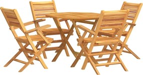 vidaXL Set masă pentru grădină, lemn masiv de tec, 5 piese