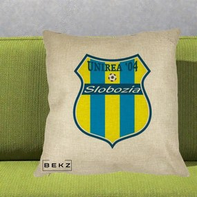 Perna Personalizata Unirea '04 Slobozia Fotbal, 40x40 cm, Crem, Husa Detasabila, Perna Inclusa, BEKZ®