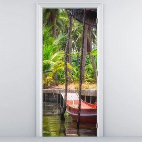 Fototapet pentru ușă - Baca de lemn pe canal (95x205cm)