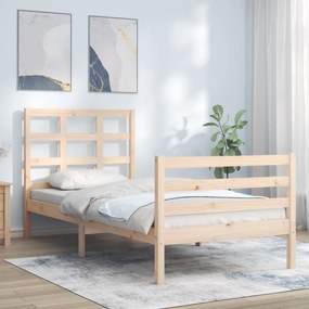 3193946 vidaXL Cadru de pat cu tăblie single mic, lemn masiv