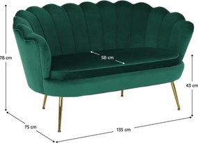 Bancă în stil Art-deco, catifea Velvet smarald/crom auriu, NOBLIN