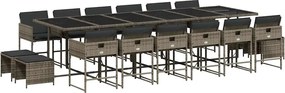 vidaXL Set mobilier de grădină cu perne, 17 piese, gri, poliratan