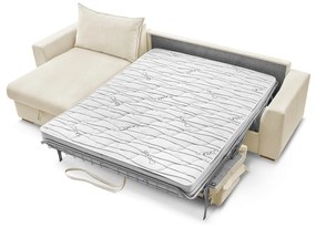 Colțar crem extensibil cu tapițerie din catifea reiată (cu colț variabil) Augustin – Bobochic Paris