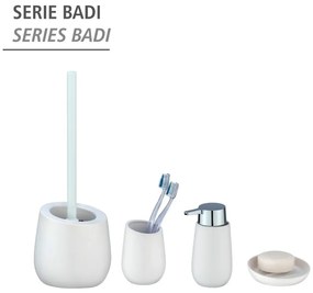 Perie cu suport din ceramică pentru toaletă Wenko Badi, alb