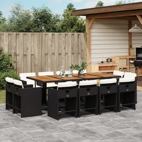 vidaXL Set mobilier de grădină cu perne, 13 piese, negru, poliratan
