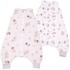 Set 2 saci de dormit cu picioare de vara din muselina 6-18 luni Kidizi Birdy Ducky, 0.5 tog
