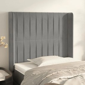 vidaXL Tăblie de pat cu aripioare gri deschis 83x16x118/128 cm catifea