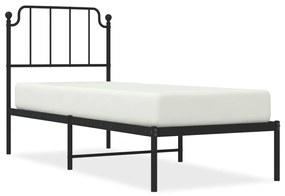 373877 vidaXL Cadru de pat metalic cu tăblie, negru, 75x190 cm