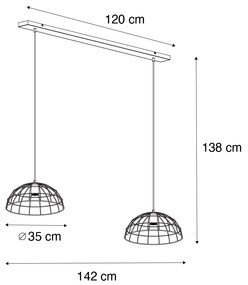 Lampă suspendată industrială neagră cu 2 lumini - Hanze