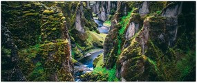 Tablou - Râu într-o vale stâncoasă (120x50 cm)