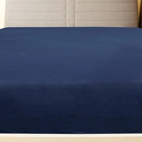 Cearsaf de pat cu elastic, bleumarin, 100x200 cm, bumbac