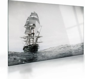 Tablou pe sticlă - O navă care navighează pe ocean (70x50 cm)