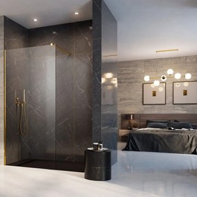 Paravan de dus tip Walk-in Radaway Modo New II auriu lucios-transparent 50 cm sticla securizata 8 mm