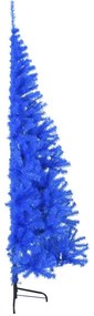 Jumatate brad de Craciun artificial suport, albastru 240 cm PVC 1, Albastru, 240 x 125 cm