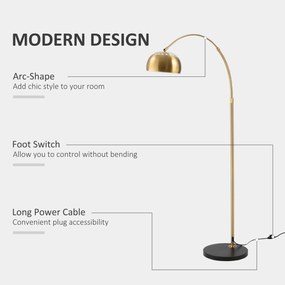 Lampa de podea cu abajur, 30x100x167cm, aurie HOMCOM | Aosom RO