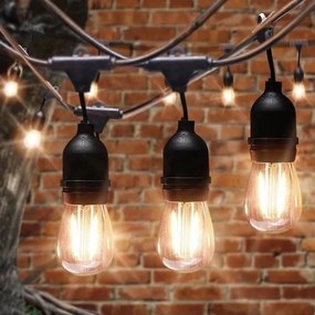 Ghirlanda cu lumina calda, de exterior, 10 metri, 10 becuri, bec clar, alb cald