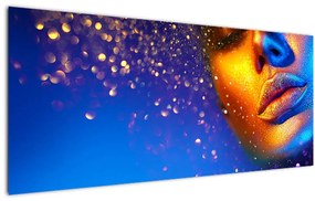 Tablou - Body art, combinație auriu-albastru (120x50 cm)