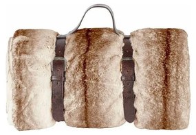 Pled cu curele din piele Tiseco Home Studio Wolf, 130 x 180 cm, maro