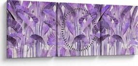 Tablou - Frunze violet în tencuială (cu ceas) (90x30 cm)