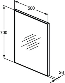 Oglinda dreptunghiulara 50 cm Ideal Standard S MirrorLight 500x700 mm