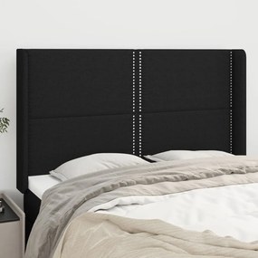 3119440 vidaXL Tăblie de pat cu aripioare, negru, 147x16x118/128 cm, textil