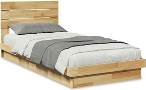 vidaXL Cadru de pat cu tăblie fără saltea 90x190 cm lemn masiv stejar