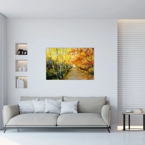 Tablou - Alee romantică de-a lungul apei, pictură în ulei (90x60 cm)