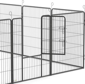PawHut Gard pentru Câini, Incintă Modulară pentru Câini din 8 Secții pentru Interior și Exterior, 80x100 cm, Negru | Aosom Romania