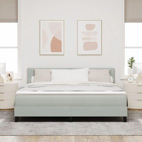 vidaXL Pat box spring cu saltea &amp; LED, gri deschis, 180x200 cm catifea