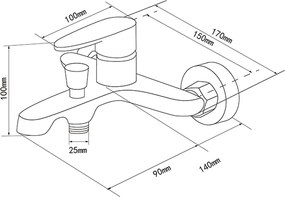 Robinet de umplere a căzii de baie Colly negru