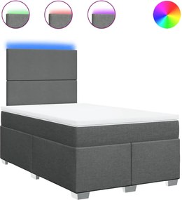 vidaXL Pat box spring cu saltea, gri închis, 120x190 cm, textil