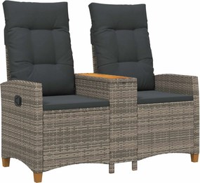 vidaXL Bancă reclinabilă cu masă Gri și gri închis 126 x 65 x 112 cm