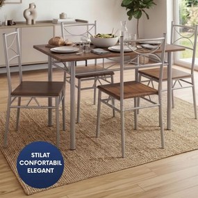 Set de mese de dining PAUL, 5 bucăți, stejar închis Casaria