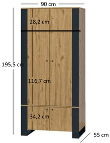 Dulap de haine Wayne (Stejar craft auriu). 1053387