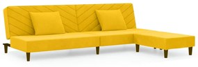 3081839 vidaXL Canapea pat cu 2 locuri, 2 perne&taburet, galben, catifea