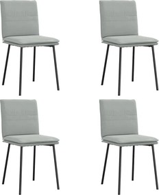 vidaXL Scaune de bucătărie, 4 buc., gri deschis, catifea
