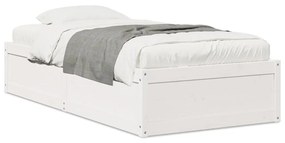 846832 vidaXL Cadru de pat, alb, 90x200 cm, lemn masiv de pin