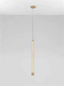Lustra, Pendul tubular din travertin Muse metal auriu
