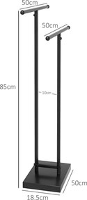 HOMCOM Suport de Prosoape de Podea cu 2 brațe, Suport de Prosoape din Metal pentru Baie, 50x18,5x85 cm, Negru | Aosom Romania