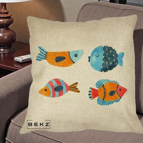 Perna Decorativa Pesti Acuarela, 40x40 cm, Crem, Husa Detasabila, Perna Inclusa, BEKZ®