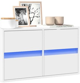 vidaXL Comodă TV de perete cu lumini LED, alb, 80x31x45 cm
