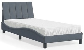 vidaXL Pat cu saltea, gri închis, 80x200 cm, catifea