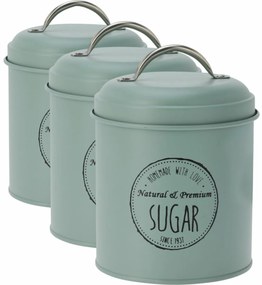 Set de cutii metalice Excellent Houseware pentrualimente 11 x 16 cm, 3 bucăți, verde, S