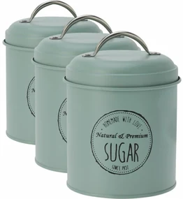 Set de cutii metalice Excellent Houseware pentrualimente 11 x 16 cm, 3 bucăți, verde, S