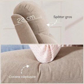 HOMCOM Fotoliu Rabatabil Manual cu Pernă Groasă, Suport pentru Picioare, 85x93x105cm, Bej | Aosom Romania